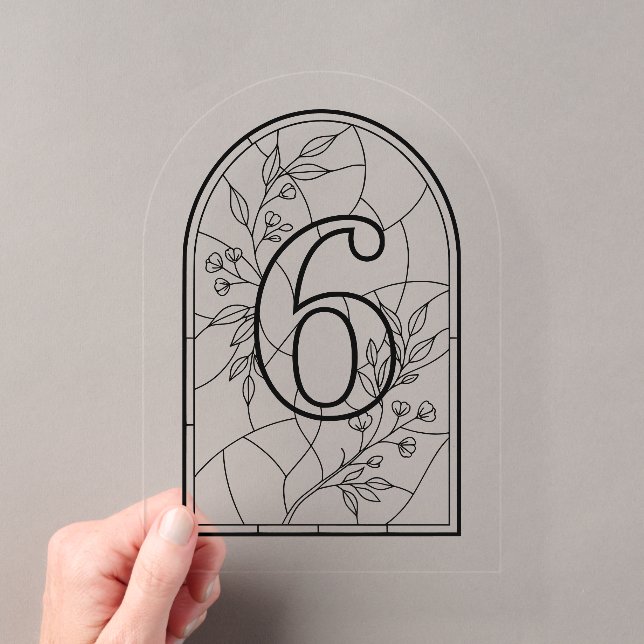 Stained Glass Style Table Number Six Acryleinladungen (Insitu (Handheld))