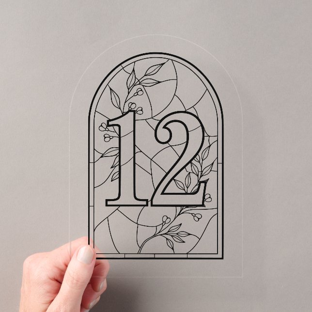 Stained Glass Style Table Number Twelve Acryleinladungen (Insitu (Handheld))