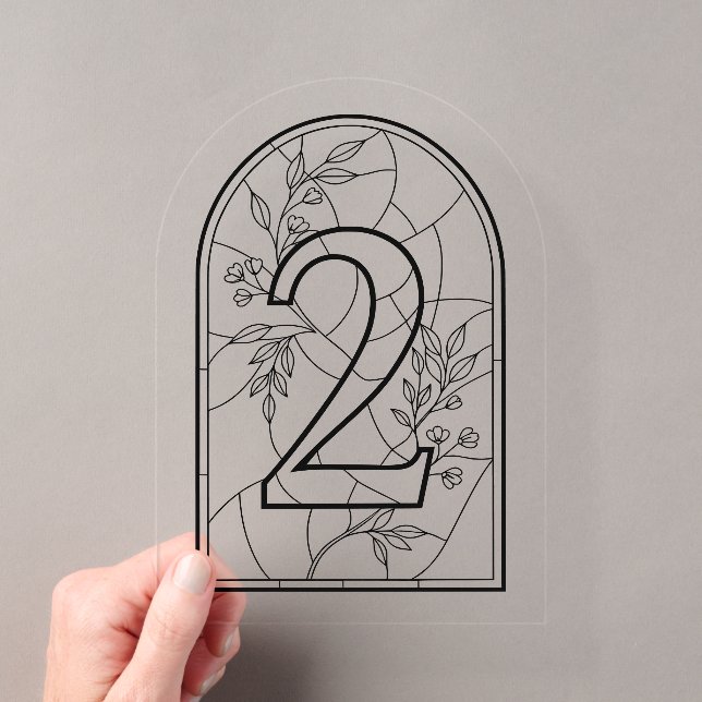Stained Glass Style Table Number Two Acryleinladungen (Insitu (Handheld))