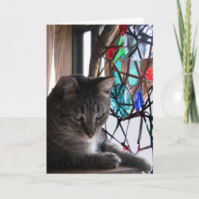 Stained Glass TIger Feiertagskarte (Vorderseite)