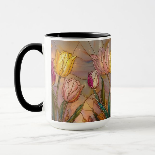 Stained Glass Tulip Mug: Floral Art Tasse (Links)