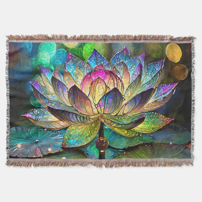 Stained Glass Vibrant Lotus Flower Decke (Vorderseite)
