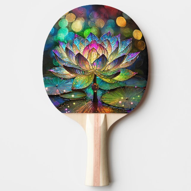 Stained Glass Vibrant Lotus Flower Tischtennis Schläger (Vorderseite)