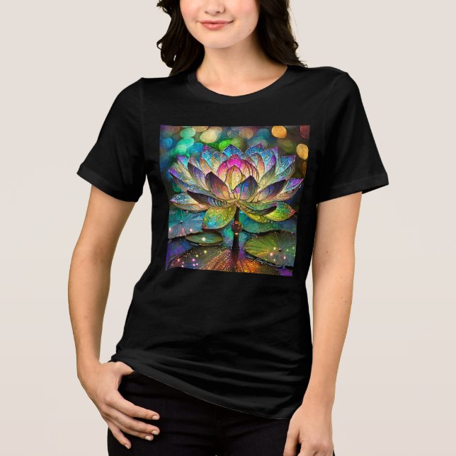 Stained Glass Vibrant Lotus Flower Tri-Blend Shirt (Vorderseite)