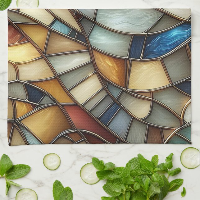 Stained Glass Waves Geschirrtuch (Gefaltet)
