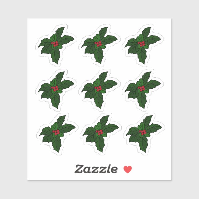 Stainglas Holly Berries Aufkleber (Blatt)