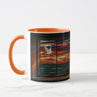 Stainglass sunset with Pelican and Sailboat Tasse
