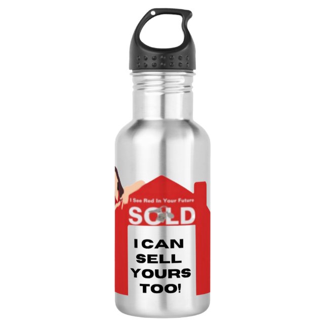 Stainless Steel Water Bottle Real Estate Quote Edelstahlflasche (Vorderseite)