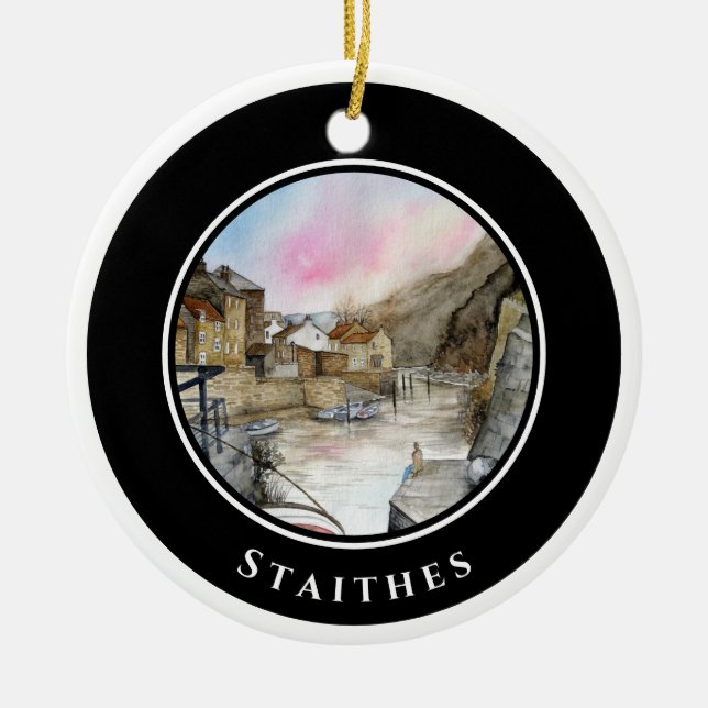 Staithes North Yorkshire England Keramik Ornament (Vorne)