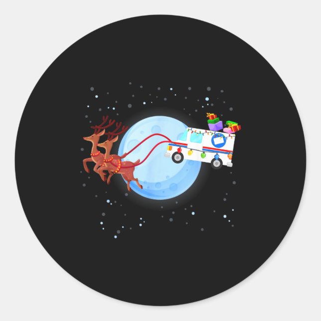 Stal Worker Christmas Mail Truck Funny Mailman Gif Runder Aufkleber (Vorderseite)