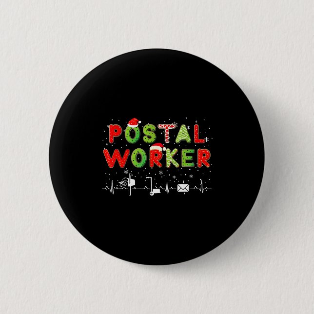 Stal Worker Mail Lady Christmas Mail Carrier St Of Button (Vorderseite)