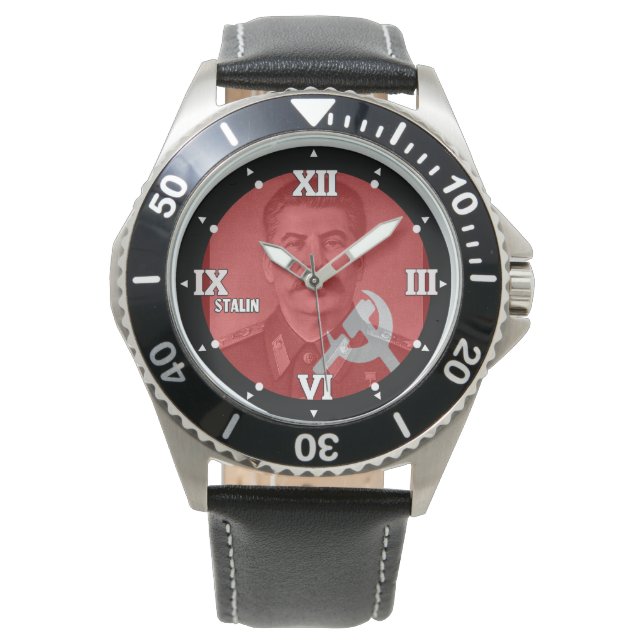 Stalin UdSSR Kommunistische CCCP-Geschichte Schaub Armbanduhr (Vorderseite)