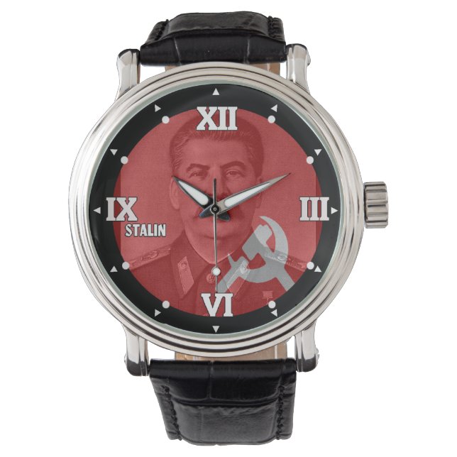 Stalin UdSSR Kommunistische CCCP-Geschichte Schaub Armbanduhr (Vorderseite)