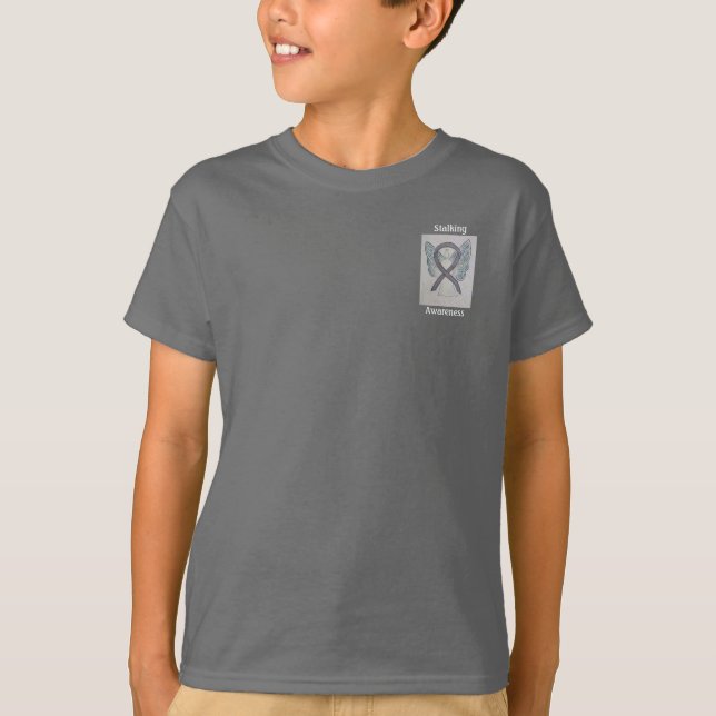 Staling Silver Awareness Ribbon Engel Custom T-Shi T-Shirt (Vorderseite)