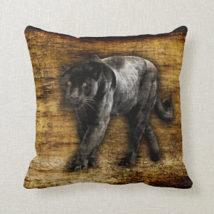 Stalking Black Jaguar Artwork Kissen
