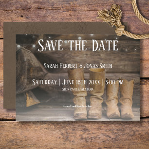Stall & Boots Rustikaler Cowboy Western Hochzeit Save The Date