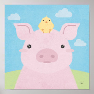 Stall Buddies - Piglet & Chick Poster
