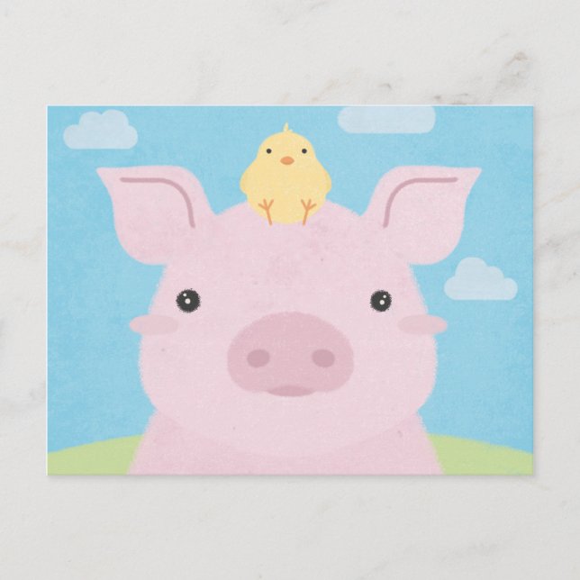 Stall Buddies - Piglet & Chick Postkarte (Vorderseite)