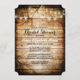Stall-Holz-String-Lights Rustikales Brautparty Einladung