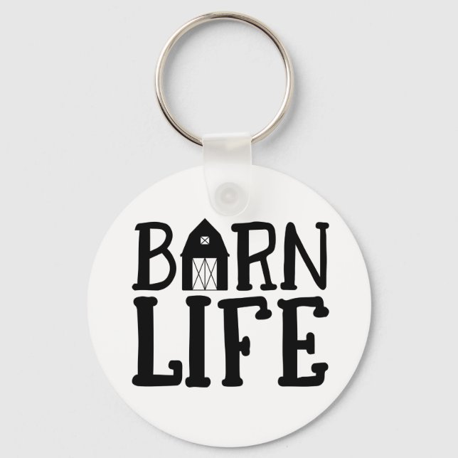 Stall Life Bauer Kuh Hühnerpferd Bauer Schlüsselanhänger (Vorderseite)