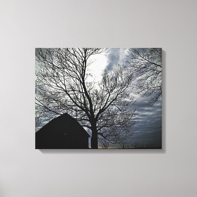 Stall mit Himmel und Bäume Leinwand Schwarzes und  (Vorderseite)