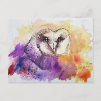 Stall Owl Aquarell Postkarte