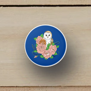 Stall Owl Pink Blume Blau Keramikknauf