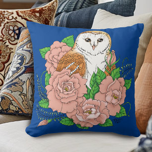 Stall Owl Pink Blume Blau Kissen