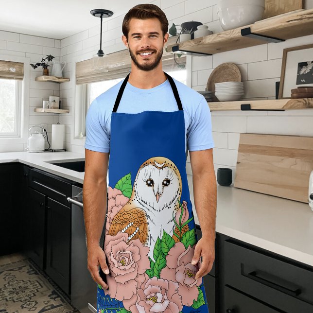Stall Owl Pink Blume Blau Schürze (Von Creator hochgeladen)