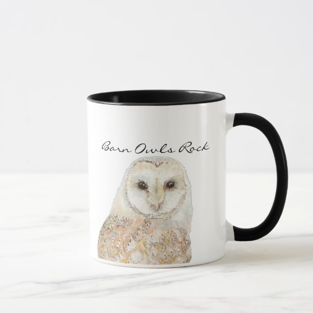 Stall Owls Rock - Wasserfarben-Vogelsammlung Tasse (Rechts)
