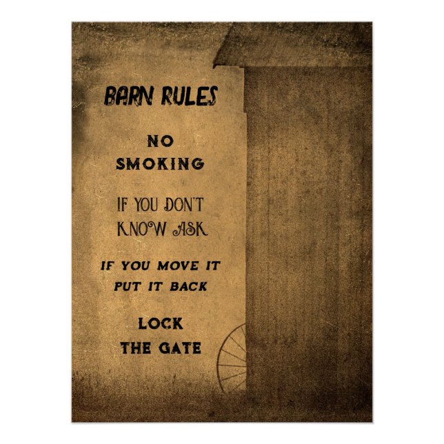 Stall Regeln Rustikales Land Vintage Textur Poster (Vorderseite)