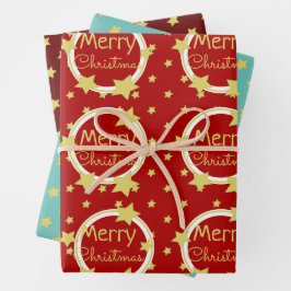 Stall Rot Burgund und Türkis Geschenkpapier Set