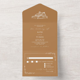 Stall Rustic Goldenrod Wedding RSVP All In One Einladung