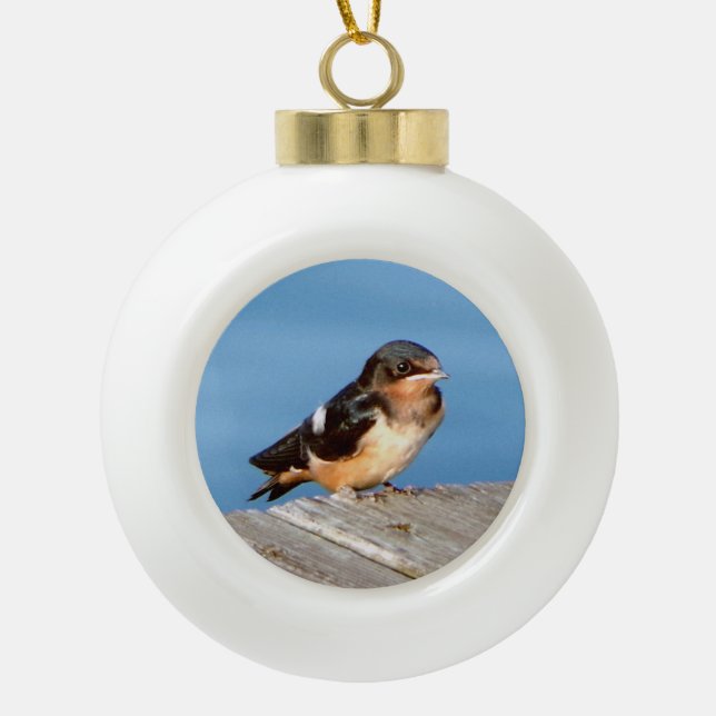 Stall Schluckball oder Schneeflocke Keramik Kugel-Ornament (Vorderseite)