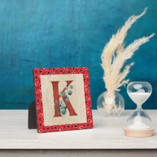 Stall Wood & Bandana Letter K Tabletop Fotoplatte