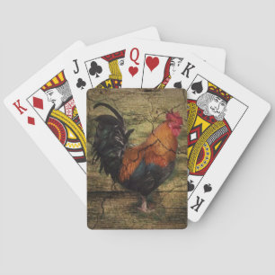 Stall Wood Farm Hühnchen Französischer Landhahn Spielkarten