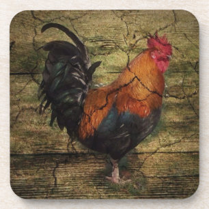 Stall Wood Farm Hühnchen Französischer Landhahn Untersetzer