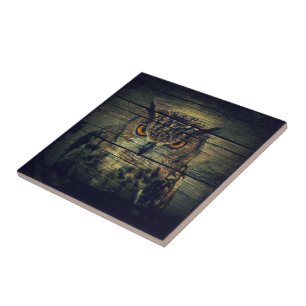 Stall Wood Gothic wild bird Spooky Hoot Uhu Fliese