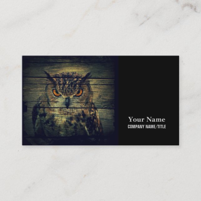 Stall Wood Gothic wild bird Spooky Hoot Uhu Visitenkarte (Vorderseite)