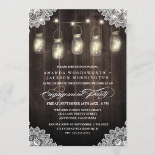 Stall Wood Lace Mason Engagement Partei Einladunge Einladung