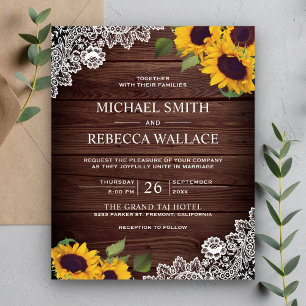 Stall Wood Lace Sonnenblumen Budget Einladung Hoch