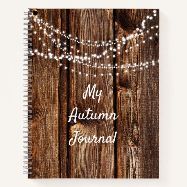 Stall Wood & String Lights Rustic Scrapbook Journa Notizbuch (Vorderseite)