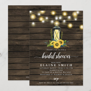Stall Wood String Lights Sonnenblumen Brautparty Einladung