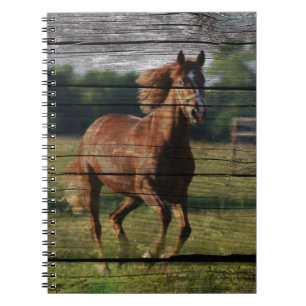 Stall Woodgrain Country Ranch Galloping Brown Hors Notizblock