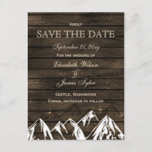 Stallholz Camping Rustikale Berge Save the Date Ankündigungspostkarte
