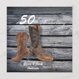 Stallholz Cowboy Western 50. Hochzeitstag Einladung