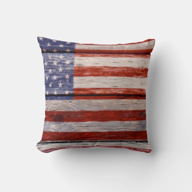 Stallholz gestrichen, amerikanische Flagge Kissen (Vorderseite)