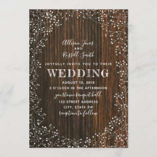 Stallholz + Gipskraut Kalligrafie Hochzeit Einladung