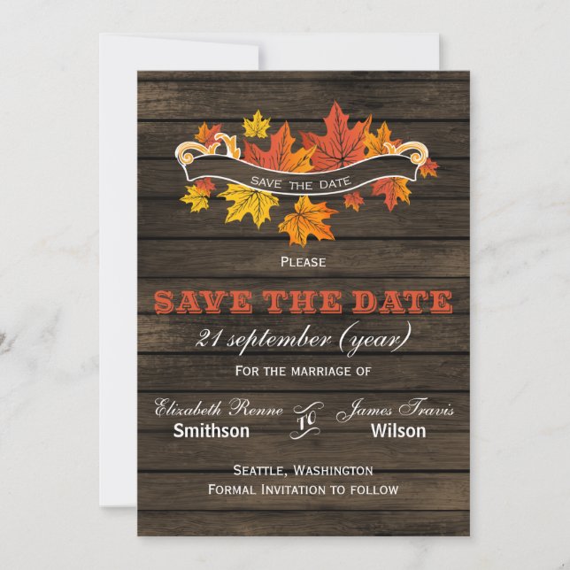Stallholz Rustikale Hochzeit im Herbst Save the Da Save The Date (Vorderseite)