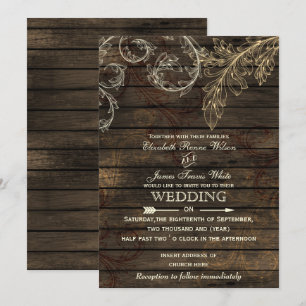 Stallholz Rustikale Hochzeitseinladungen geblüht Einladung